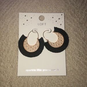 Loft  Gold & Black Fringe Earrings